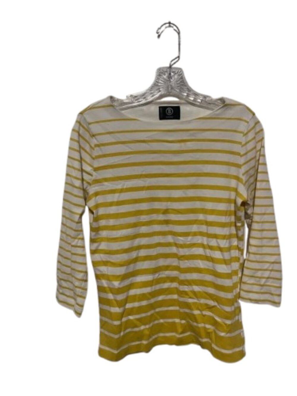 Bogner Scoop Neck Striped Long Sleeve Yellow/White US 12/L